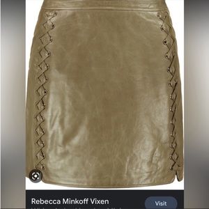 Rebecca Minkoff Lace Up Olive Leather Mini Skirt